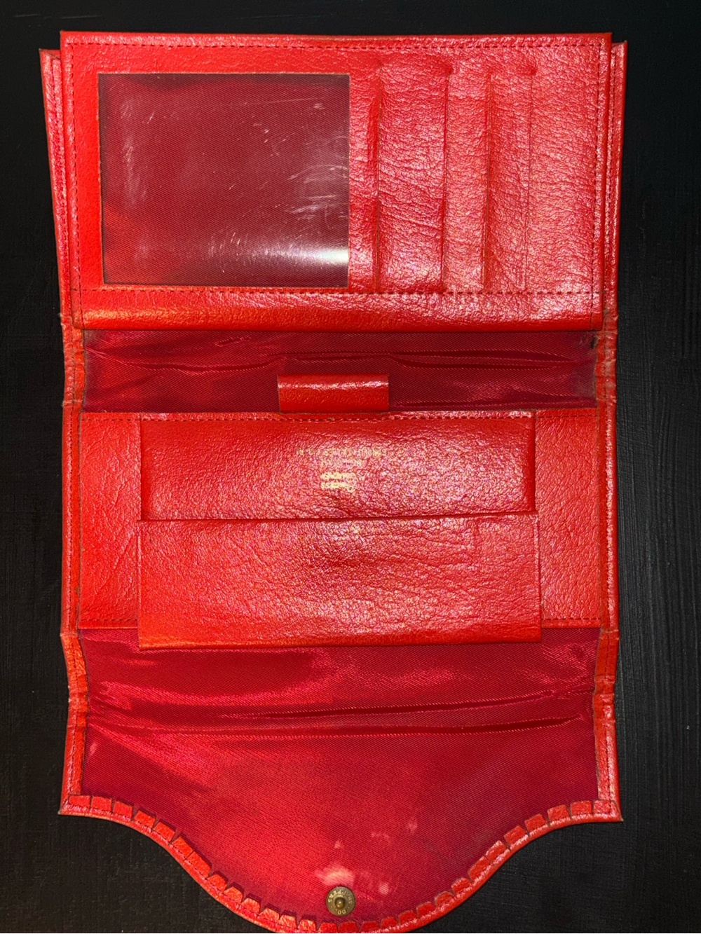 Vintage Princess Gardner red leather trifold wallet/clutch
